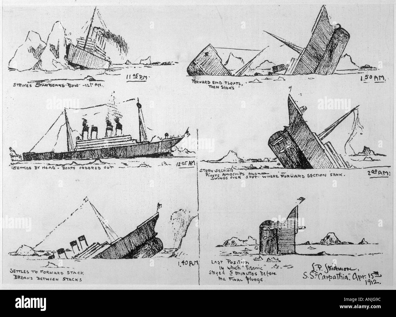 Titanic Sinking Sequence Stock Photo