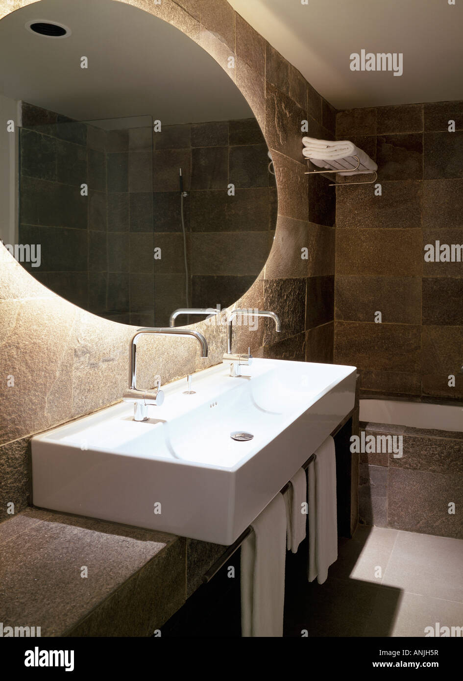 View of a neat bathroom Stock Photo