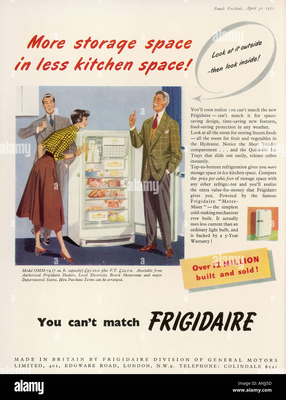 Fridge Advert 1951 Stock Photo