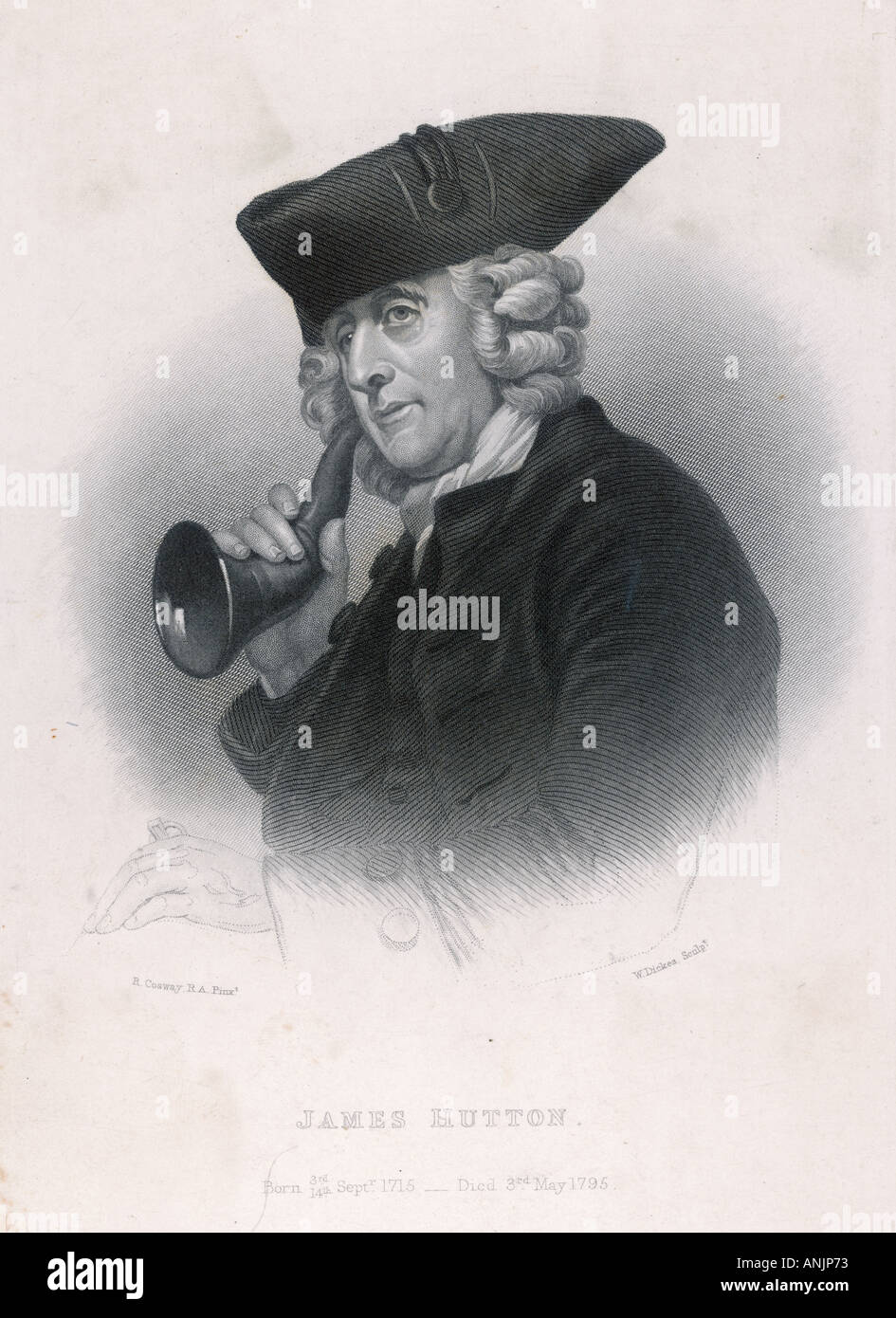 Man With Ear Trumpet C18 Stock Photo - Alamy