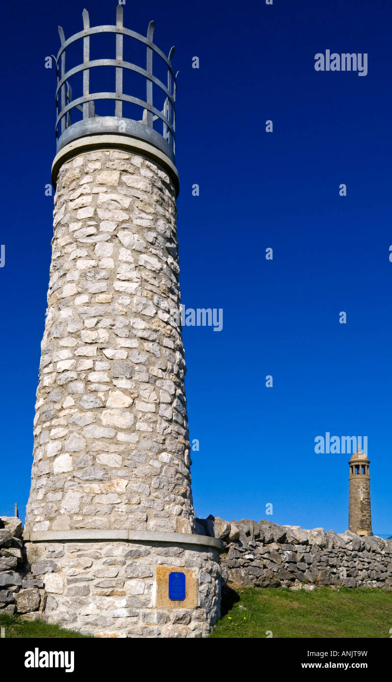 Beacon near Crich Stand War Memorial Derbyshire England UK with blue
