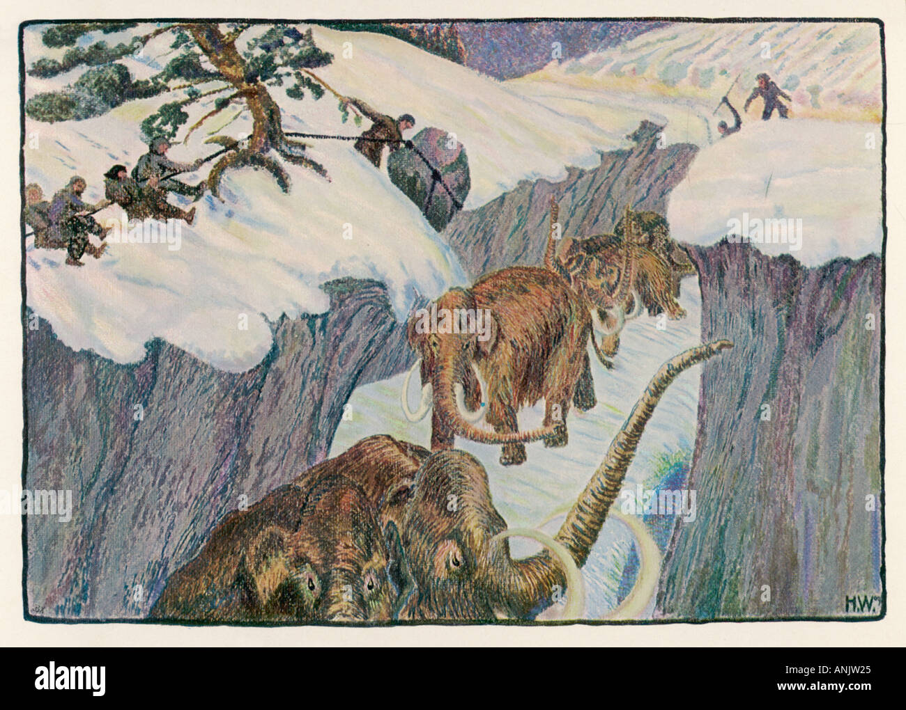 Mammoth Hunt Stock Photo Alamy