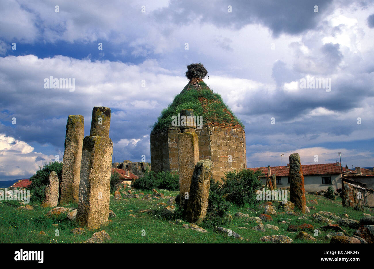 Tombs and ancient grave stones in west Frigia Turkey Stock Photo