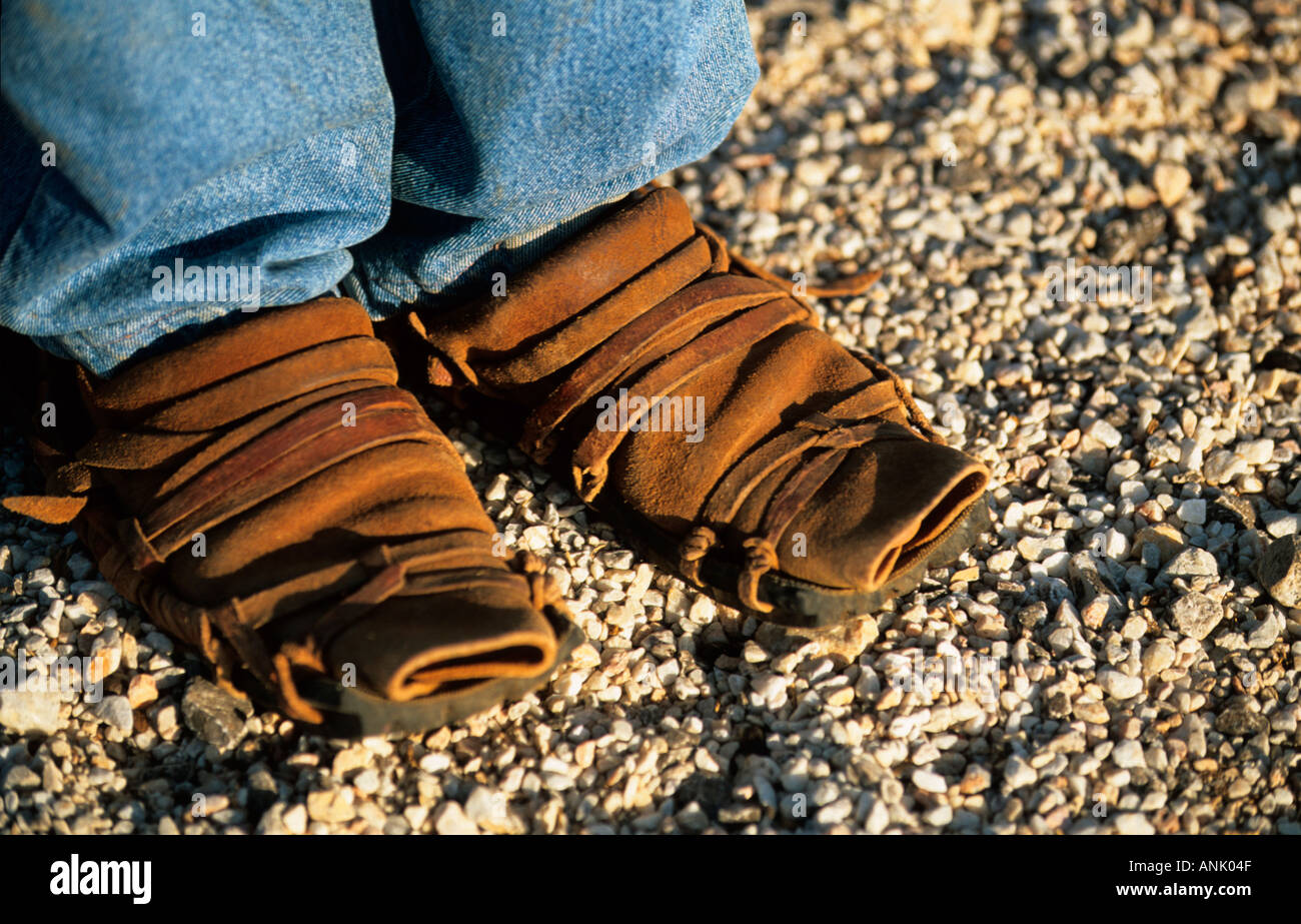 greece sporades skyros island a shepherd s handmade leather sandals Stock  Photo - Alamy