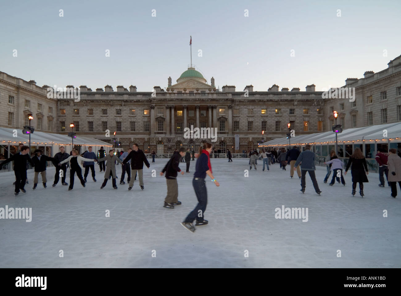 Somerset House London temporary Christmas season ice skating rink Stock
