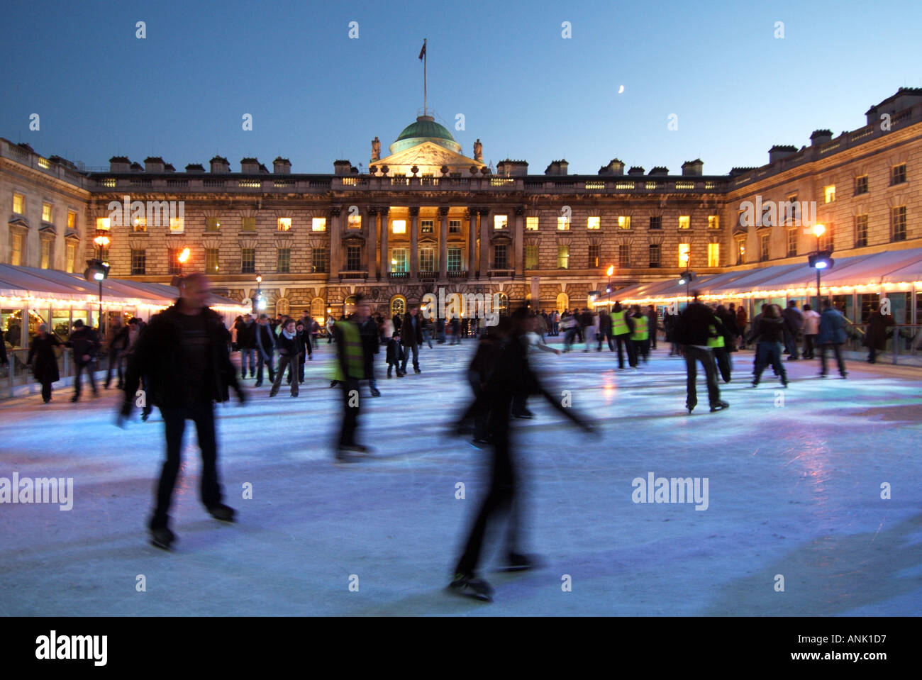 Somerset House London temporary Christmas season ice skating rink Stock