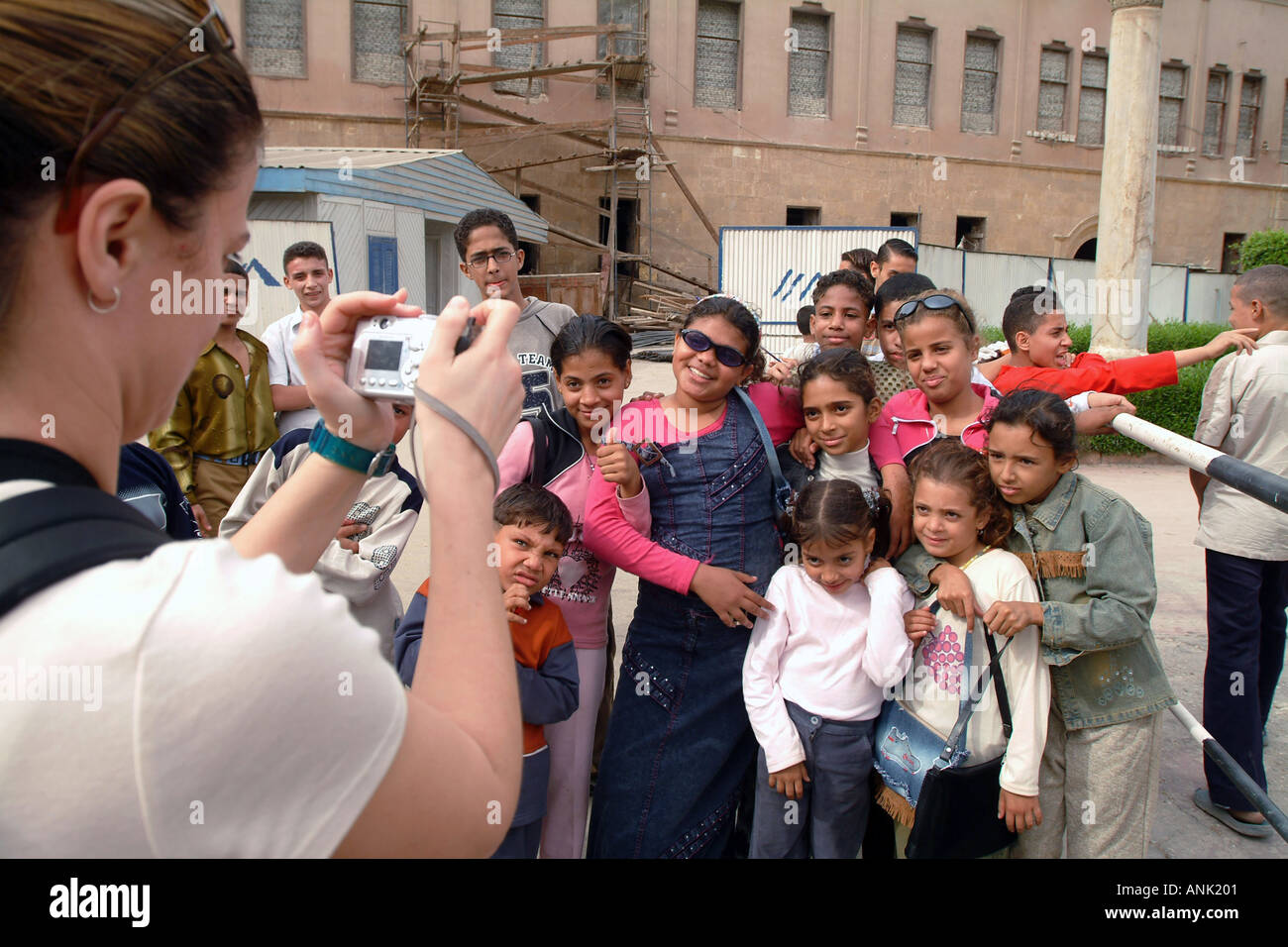 Egyptian children posing for tourist cameras in the Cairo citadel Stock