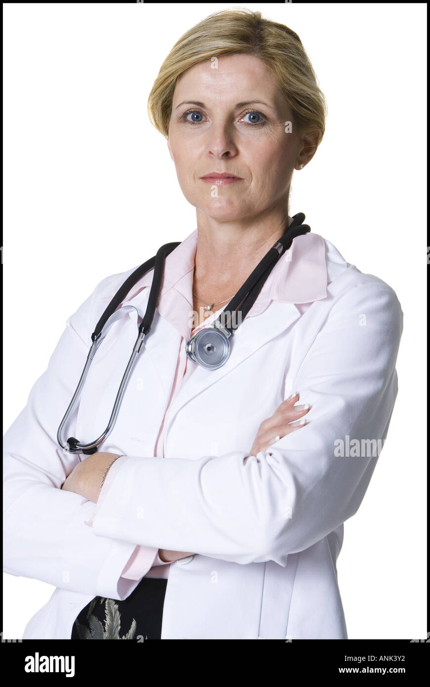 Portrait of a female doctor with a stethoscope around her neck Stock