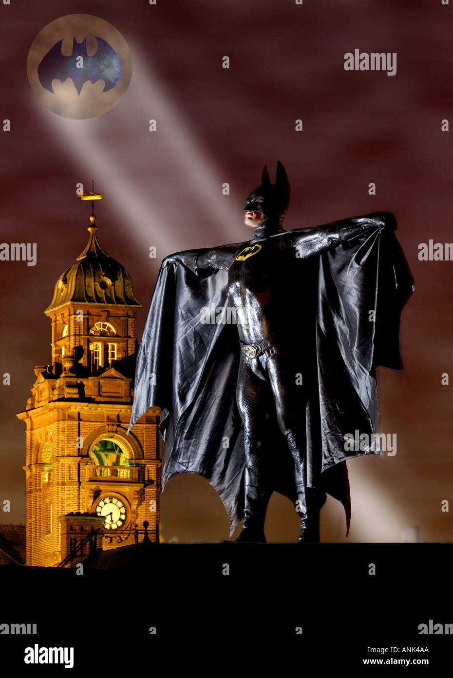 Batman appears on rooftops of Great Yarmouth! Stock Photo