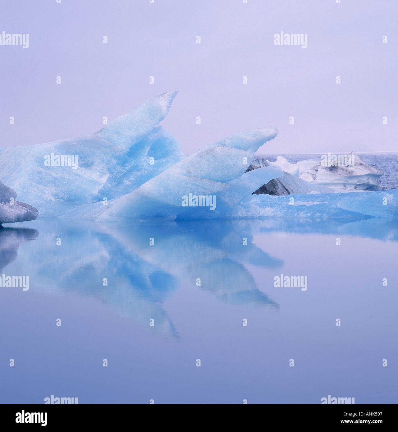 Icebergs melting Jokulsarlon Breidamerkurjokull Iceland Stock Photo