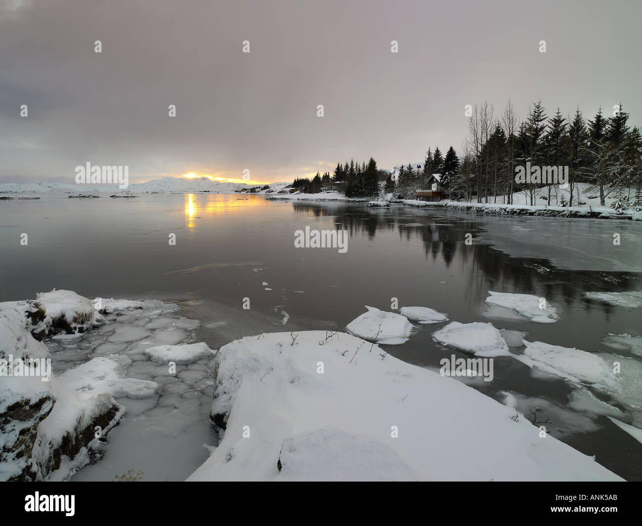 Lake Thingvellir National Park Iceland Stock Photo