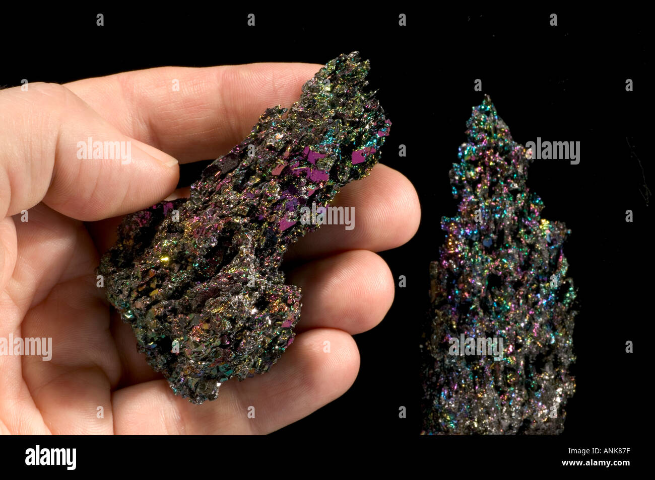 Hand holding silicon Carbide Crystals Stock Photo