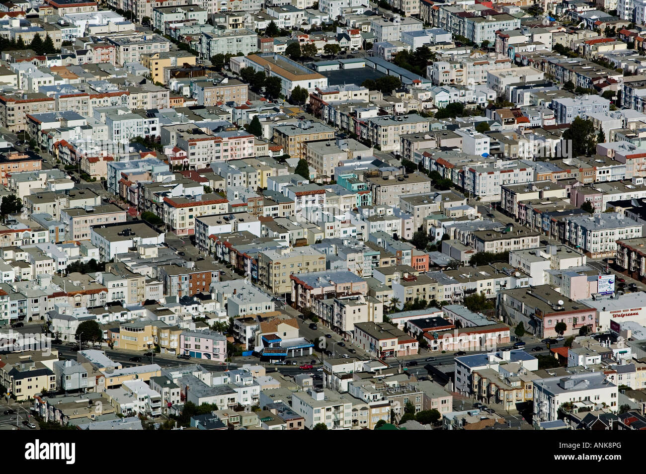 aerial view above Richmond district residential property San Francisco