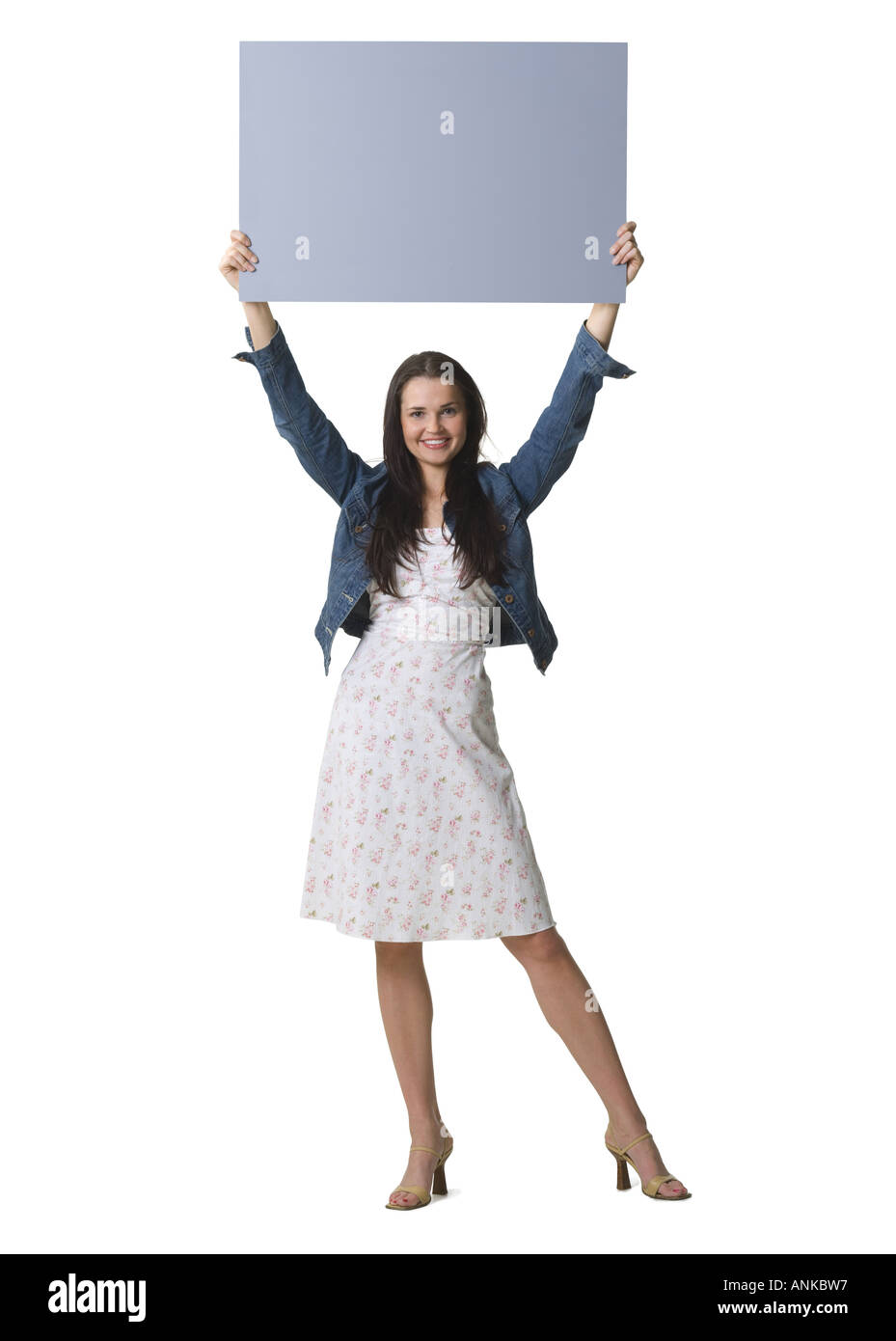 Young woman holding a blank sign Stock Photo - Alamy
