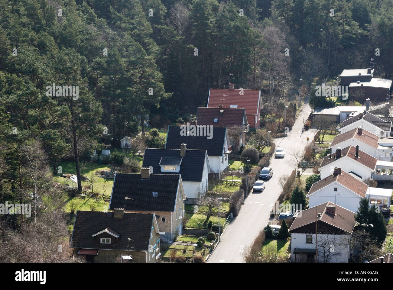 High angle view of residential neighborhood in Mölndal, Sweden Stock Photo