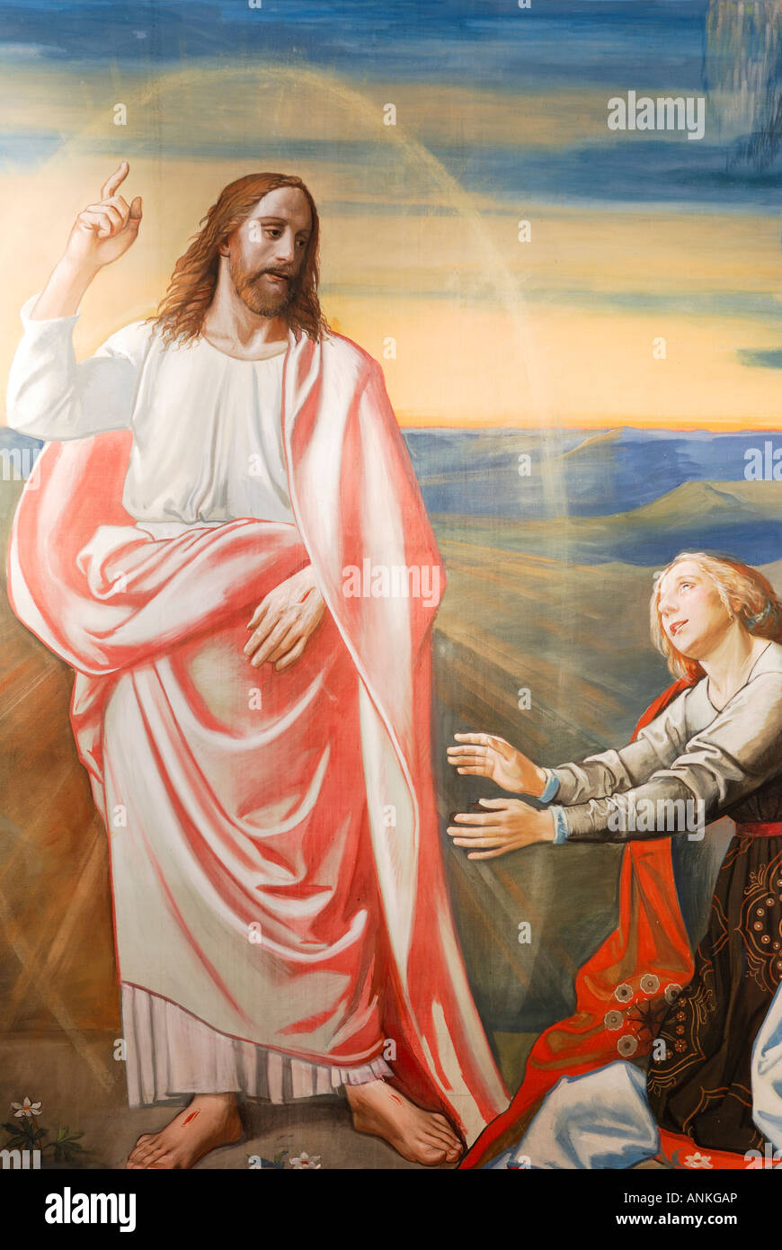 Mural painting of Jesus at resurrection Stock Photo