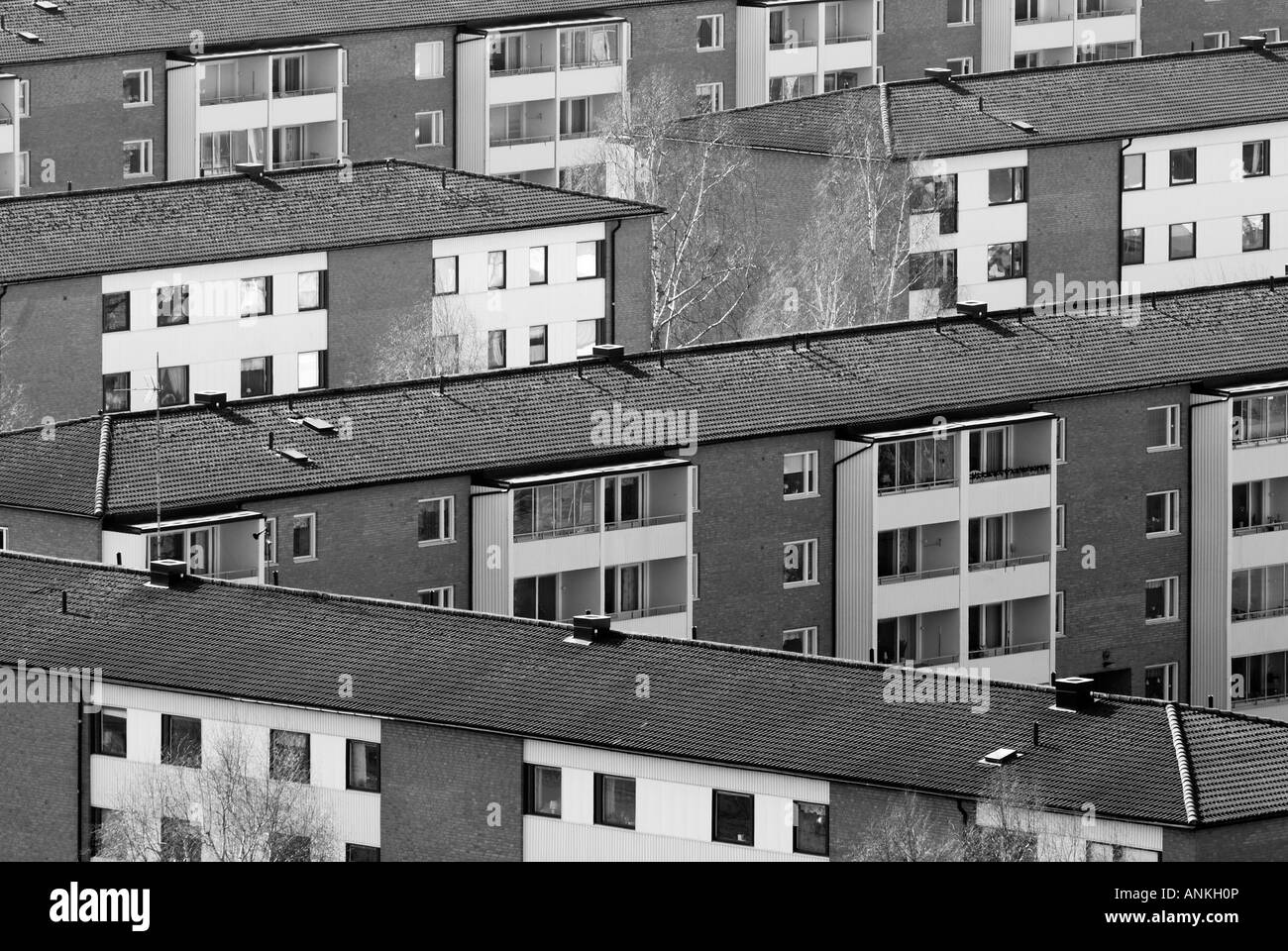 Black and white of buildings in Mölndal, Sweden Stock Photo