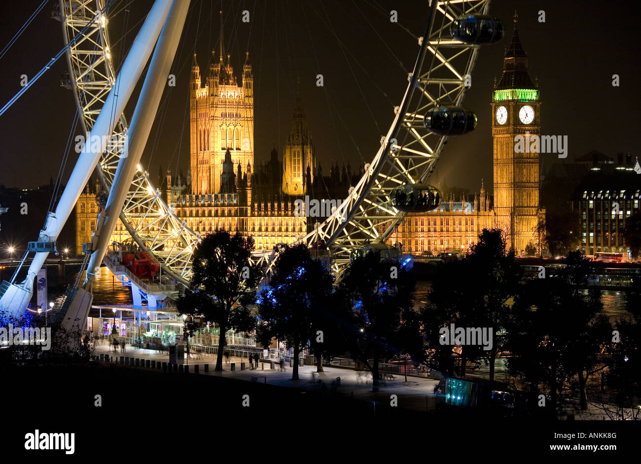 The London Eye and Big Ben in London, England. Stock Photo