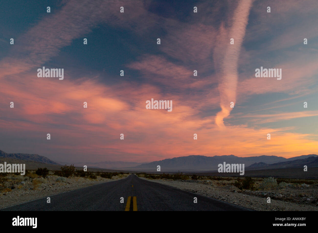 Sunset near Titus Canyon, Death Valley, Death Valley National Park, California, USA, North  America. Stock Photo