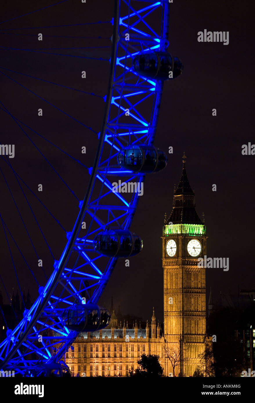 London Eye and Big Ben in London, England. Stock Photo