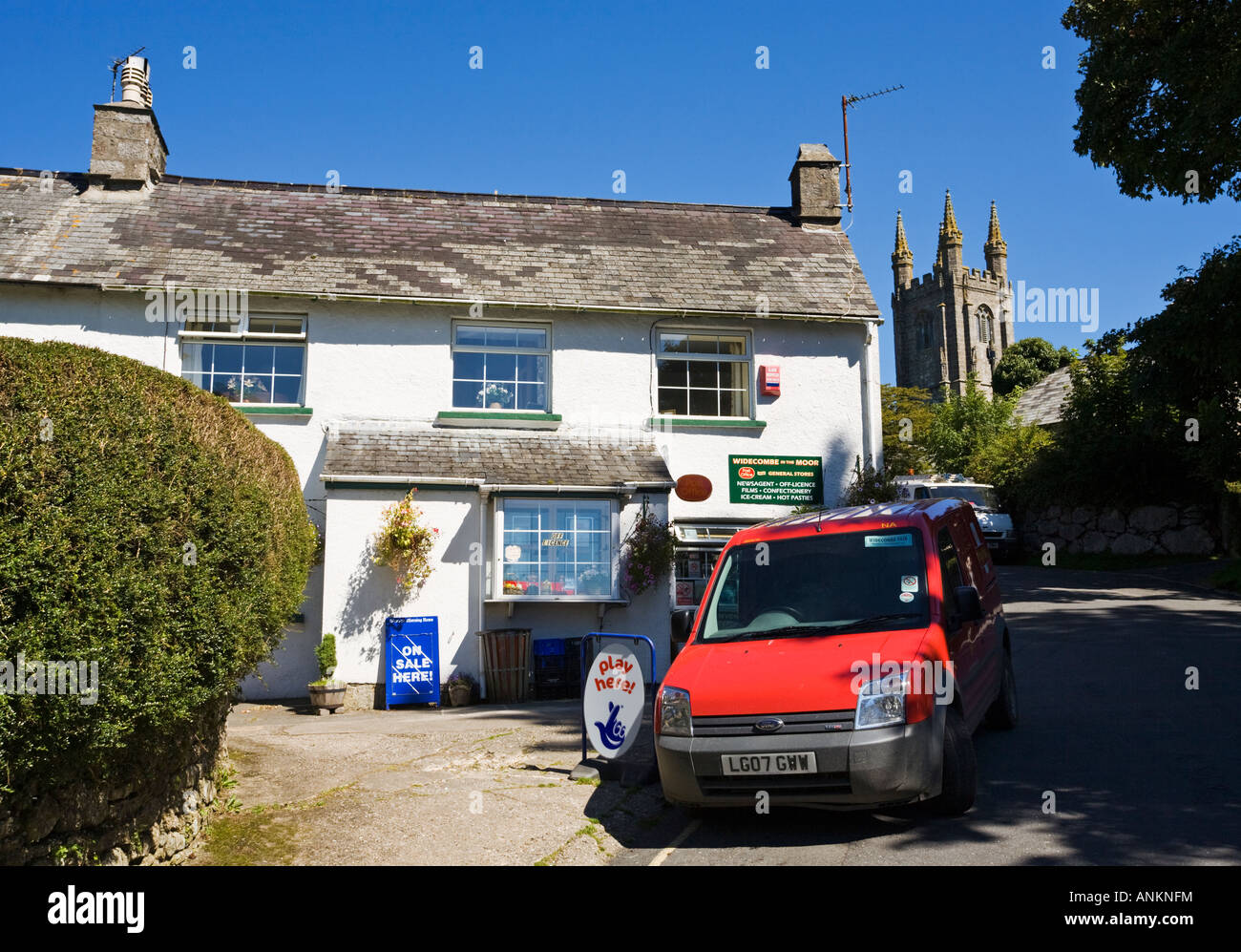 Small rural Post Office and Local Store at Widecombe in the Moor Dartmoor England UK Stock Photo