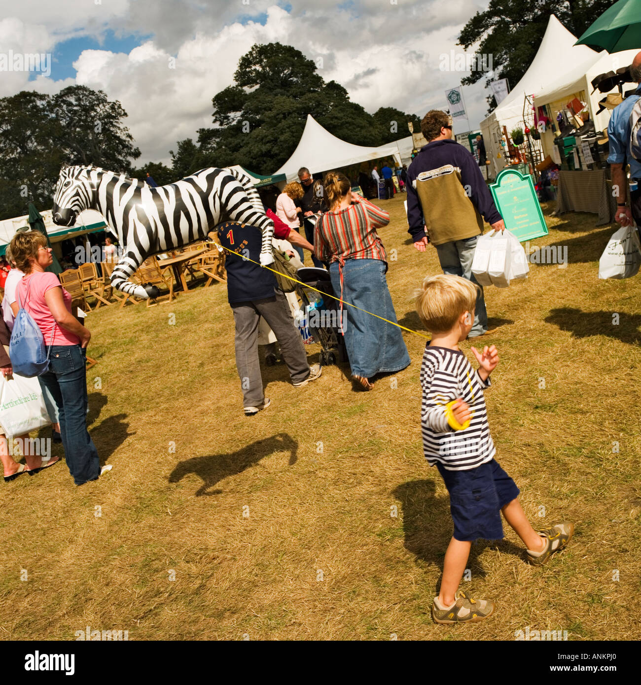 zebra balloon black and white stripe stripey t-shirt match quirky Hatfield Country Show England Stock Photo