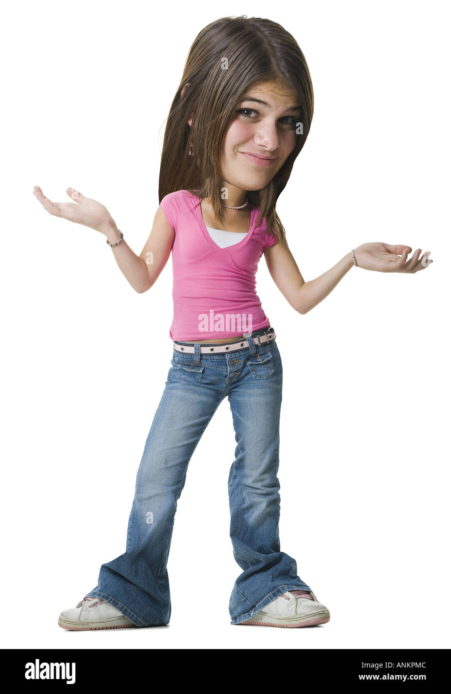 Portrait of a teenage girl shrugging Stock Photo Alamy