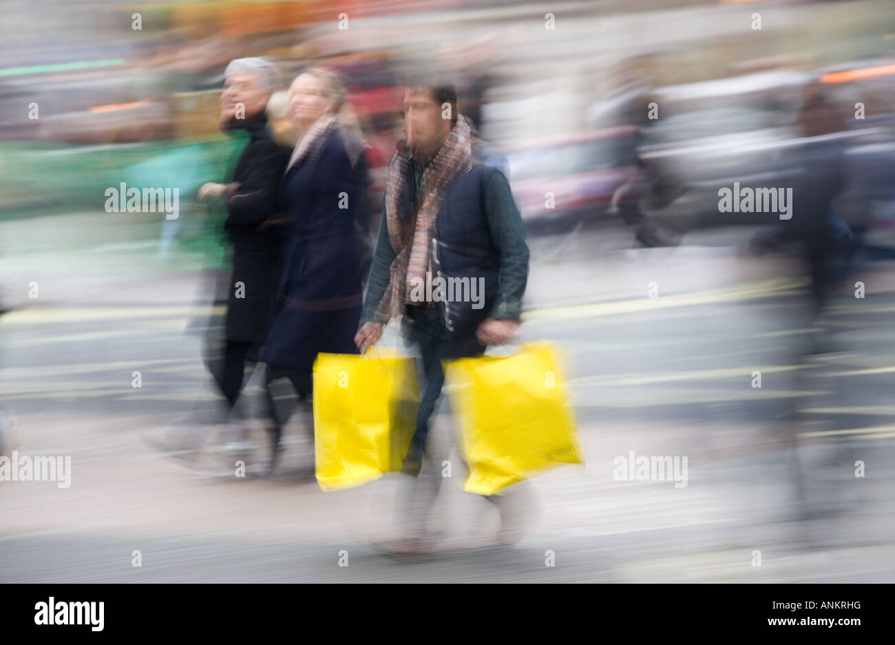 People shopping on Oxford Street in central London, England. Stock Photo