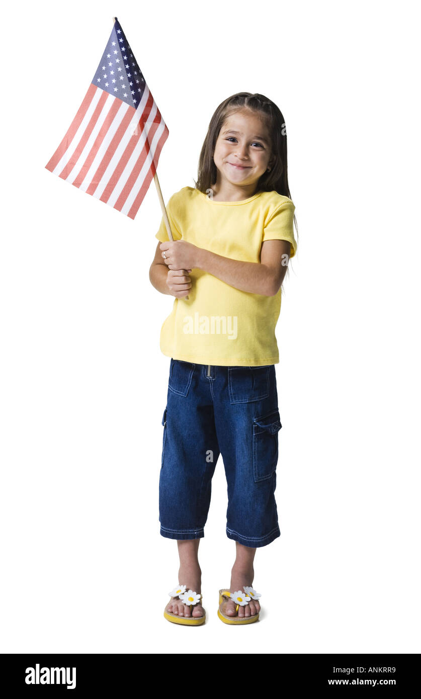 Child holding flag full length hi-res stock photography and images - Alamy
