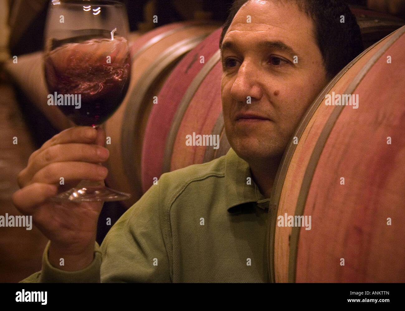 Man tasting a glass of red wine Stock Photo - Alamy