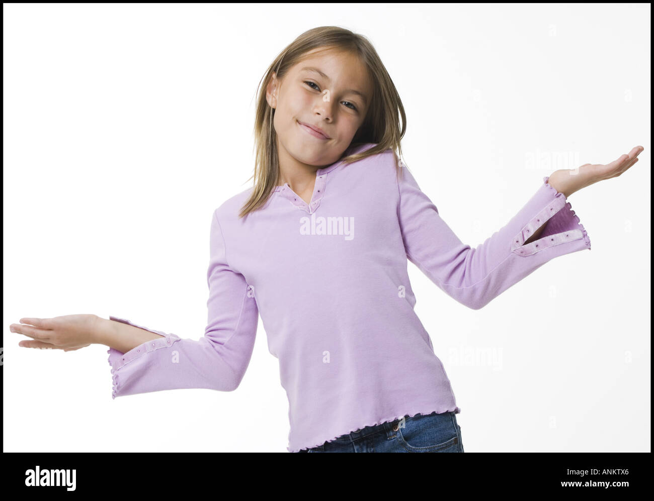 Portrait of a girl shrugging her shoulders Stock Photo Alamy