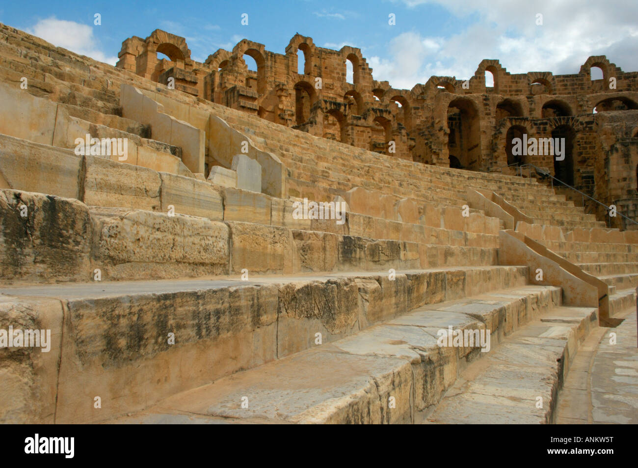 Seating in the Colosseum of ElJem Stock Photo Alamy