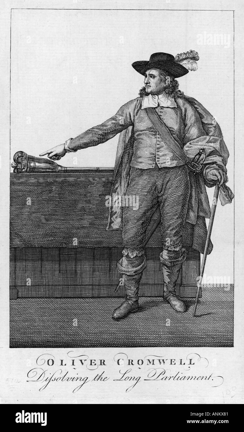 Cromwell dissolving the long parliament Black and White Stock Photos