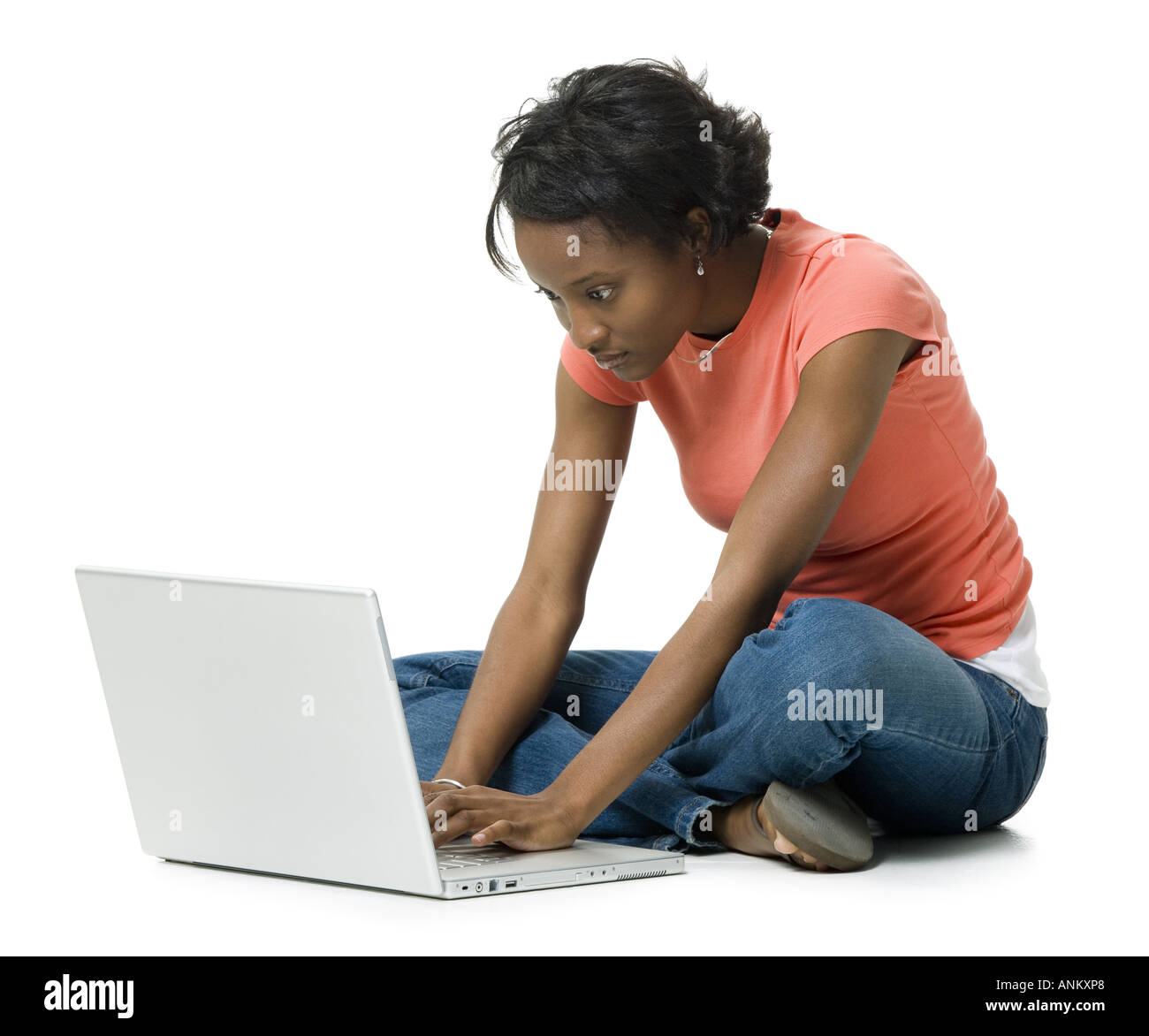 African woman sitting side view Cut Out Stock Images & Pictures - Alamy