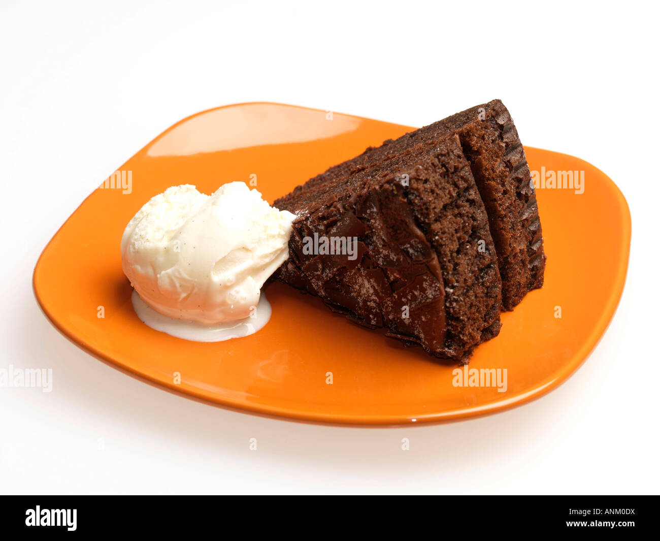 Chocolate Fudge Cake with Ice Cream Stock Photo - Alamy