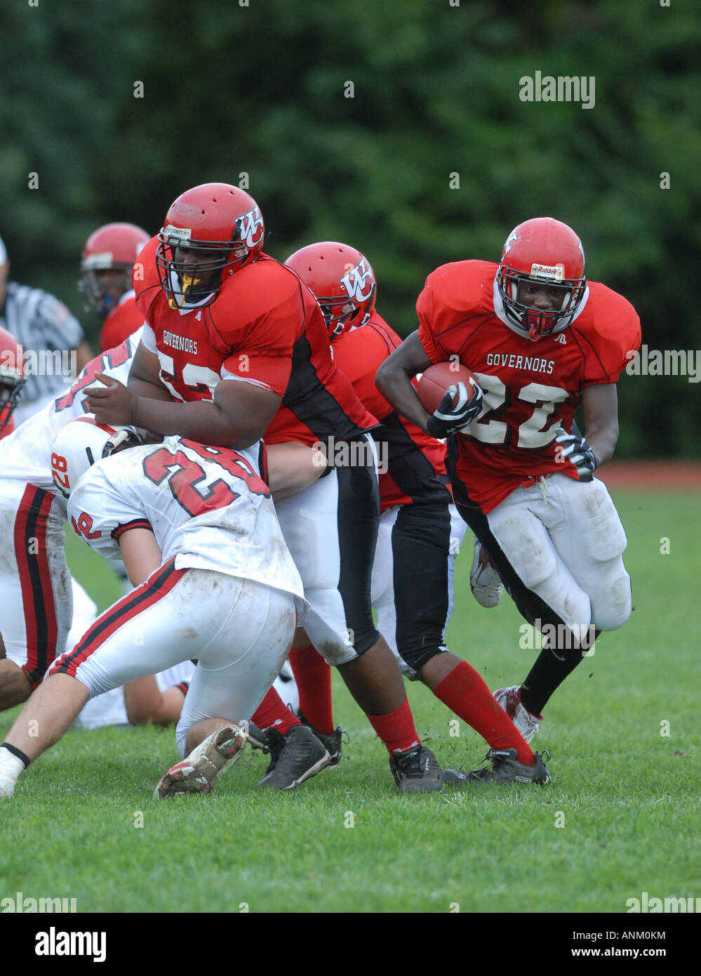 High School football game action, New Haven, Connecticut USA Stock