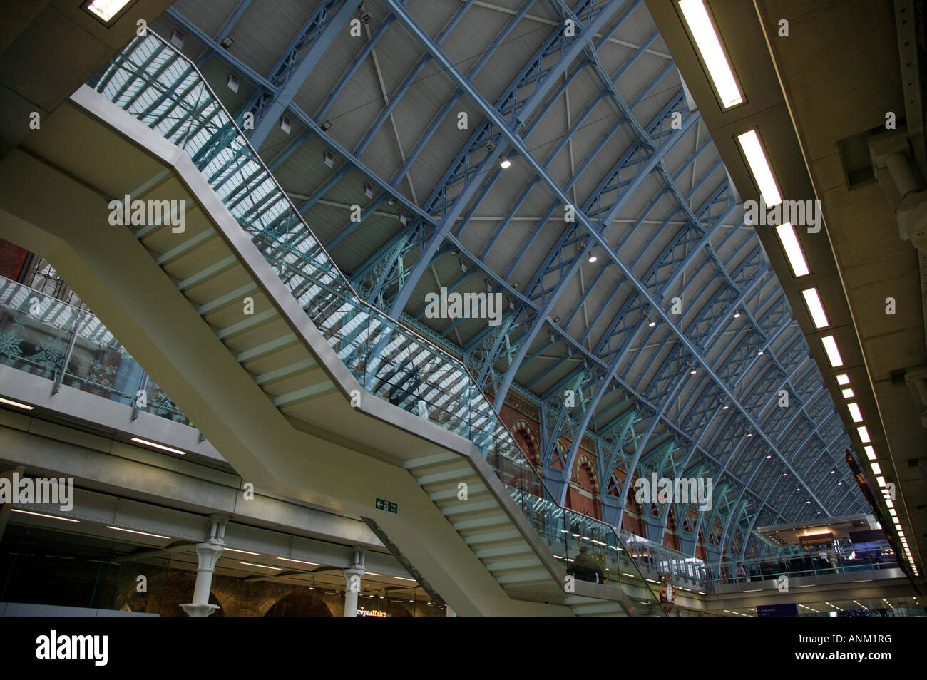 Stairs to the Undercroft at the newly restored St Pancras International Station Stock Photo