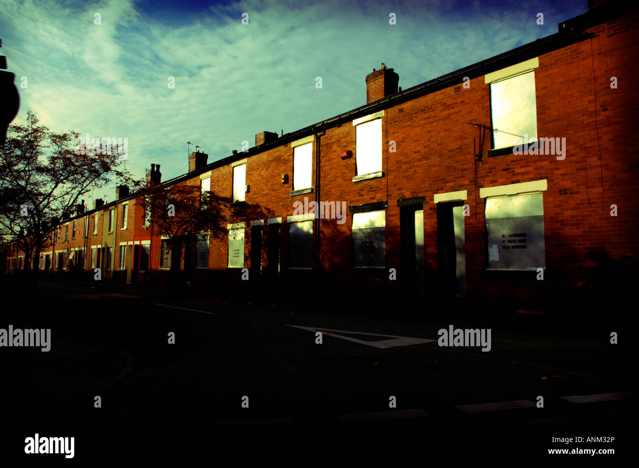 terraced houses street higher broughton salford manchester uk england