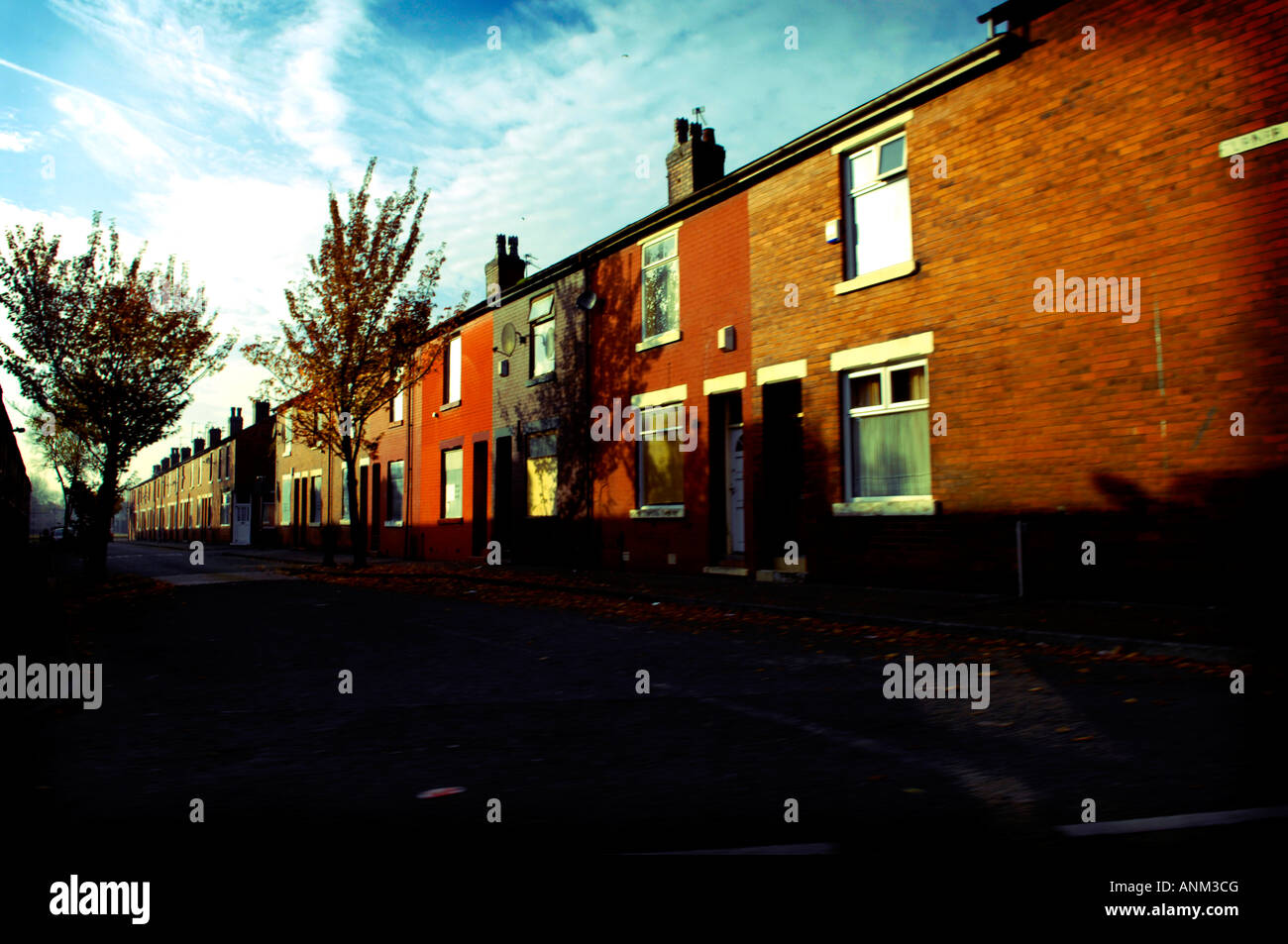 terraced houses street higher broughton salford manchester uk england