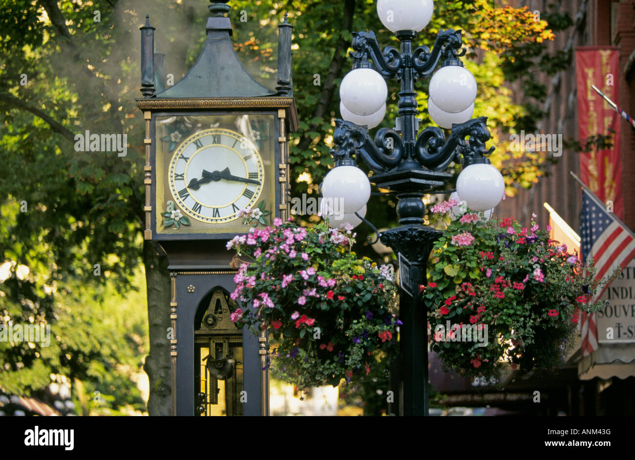 The famous old clock in Gastown the historic section of Vancouver Stock