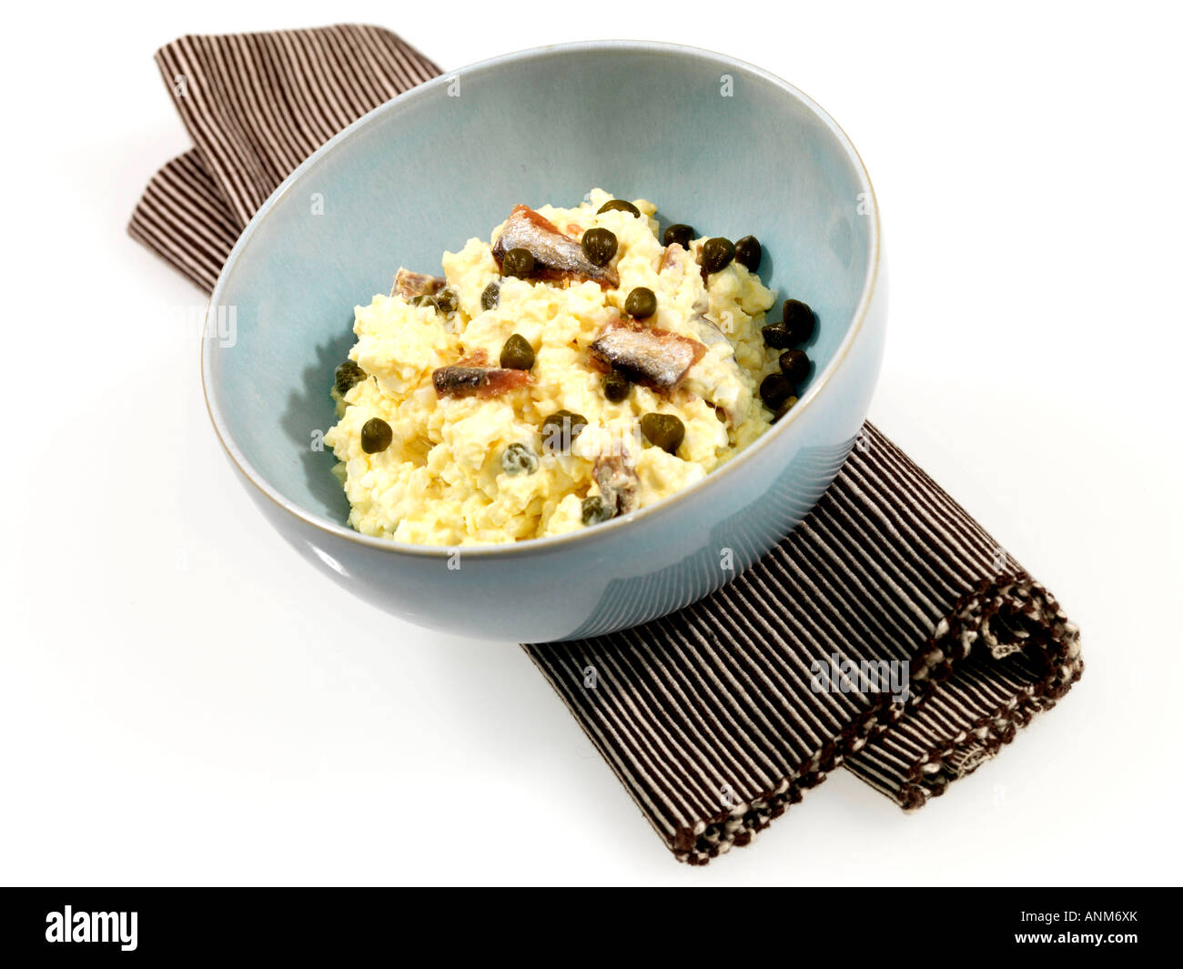 Scrambled egg with anchovies meal breakfast healthy hires stock