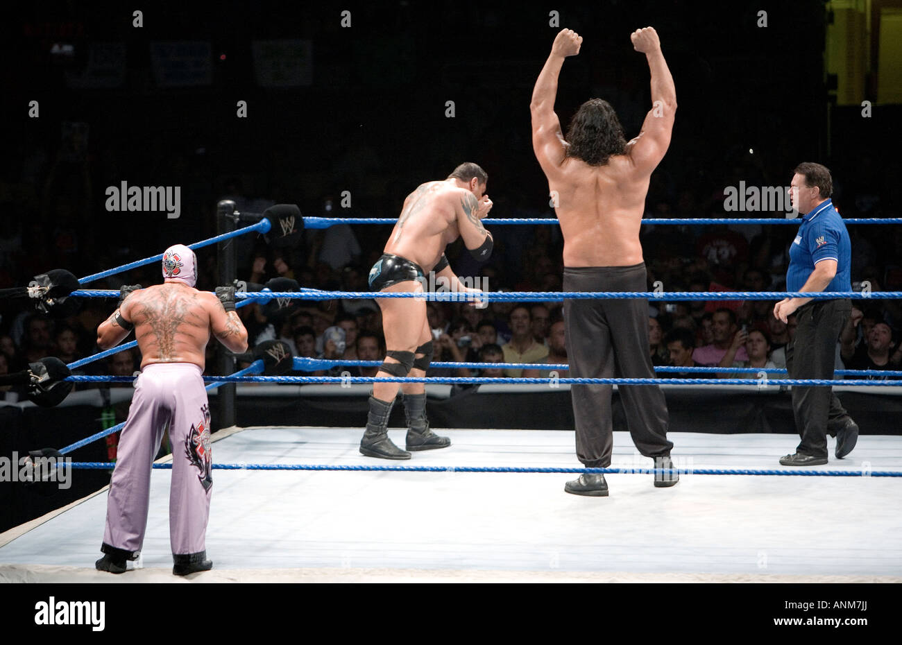 A scene during a WWE Smackdown event in Madrid, Spain. Stock Photo