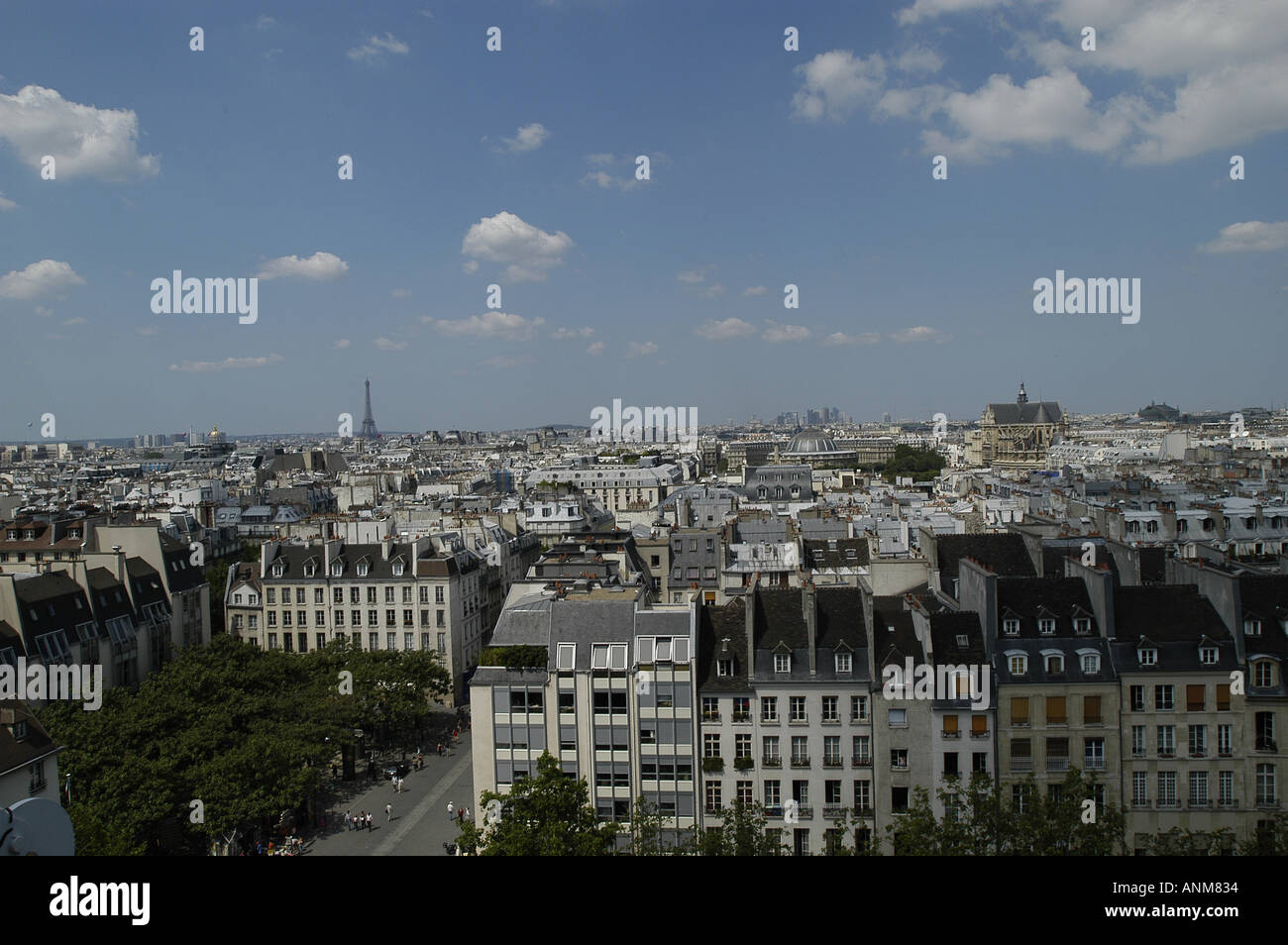 An elevated view of Paris from the Centre Georges Pompidou Stock Photo