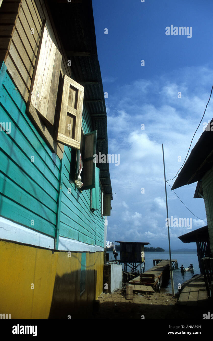 Wooden houses by the sea. Isla Bastimentos, Bocas del Toro Stock Photo