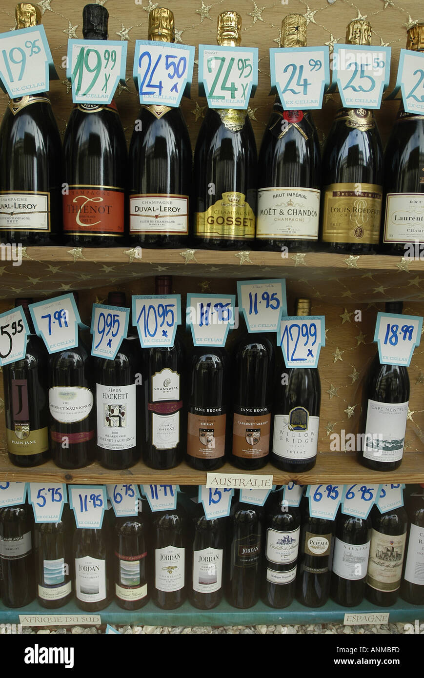 Food Wine Shop Paris France Prices vertical Stock Photo Alamy