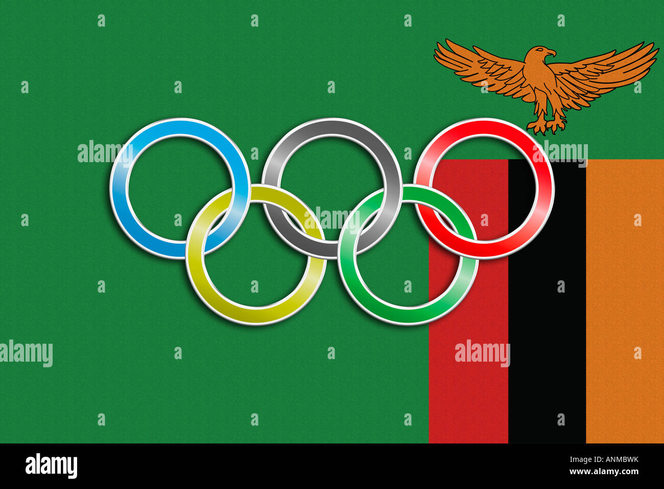 Flag of Zambia with olympic symbol Stock Photo Alamy