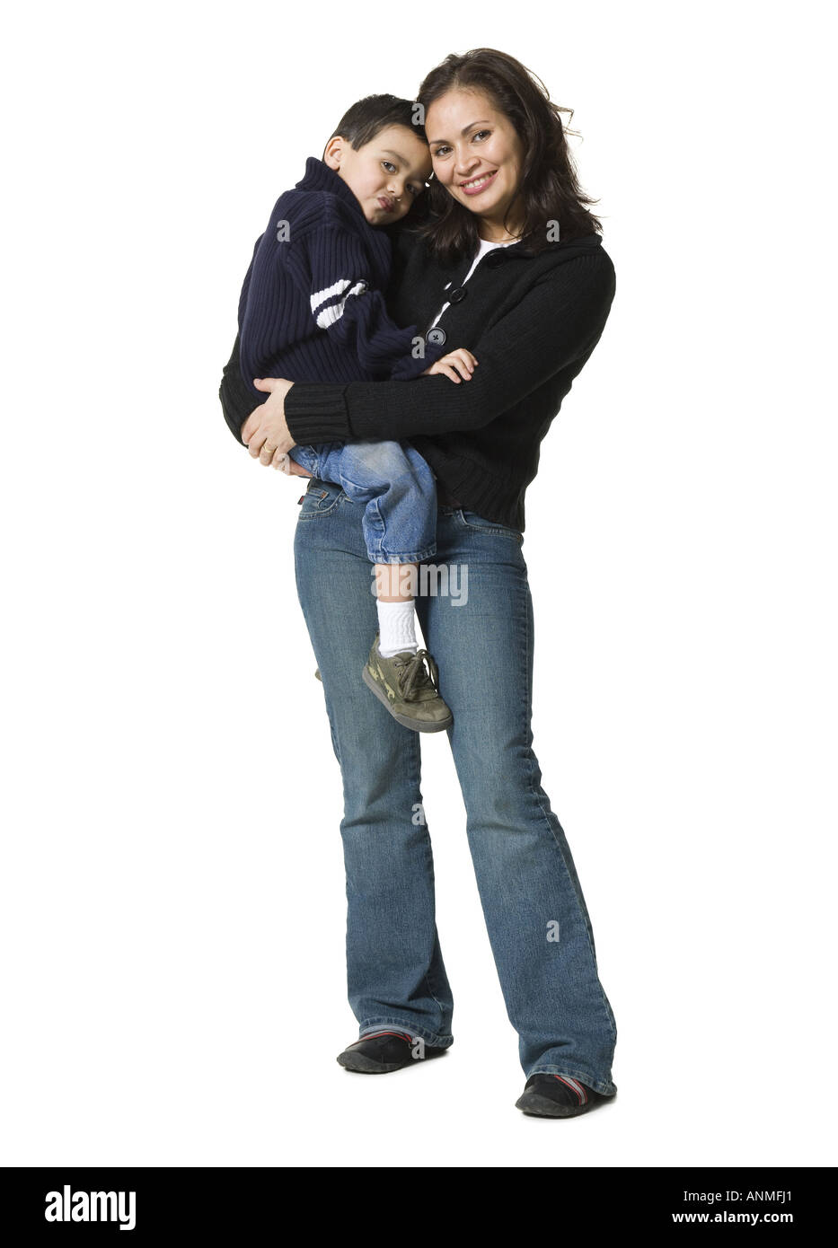 Portrait of a mother carrying her son Stock Photo