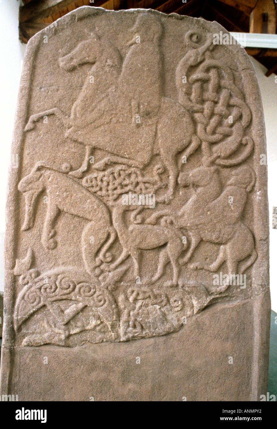 Carved Pictish Stone in The Meigle Museum east of Blairgowrie Stock Photo