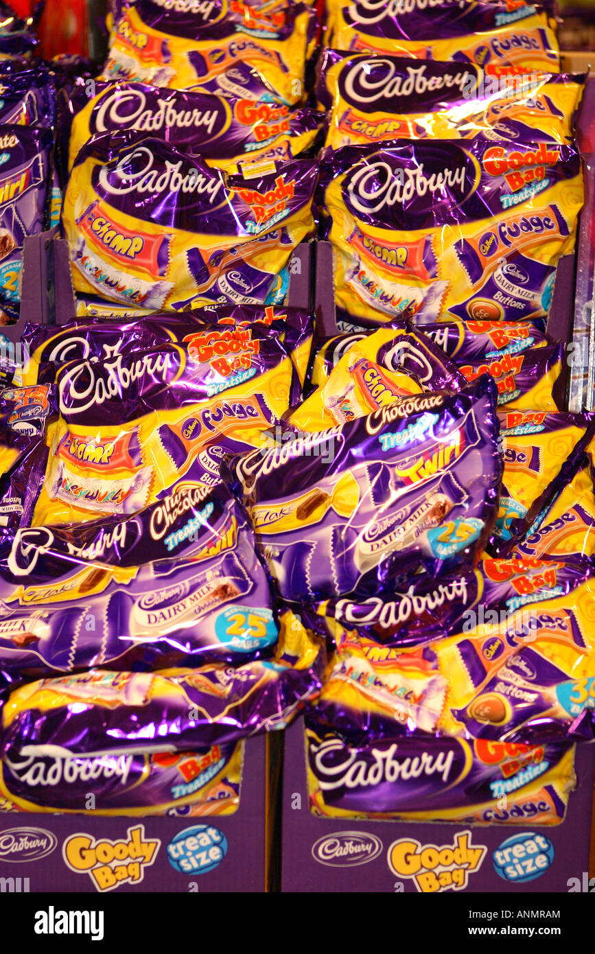 Cadbury chocolate goody bag full of chocolate bars Stock Photo