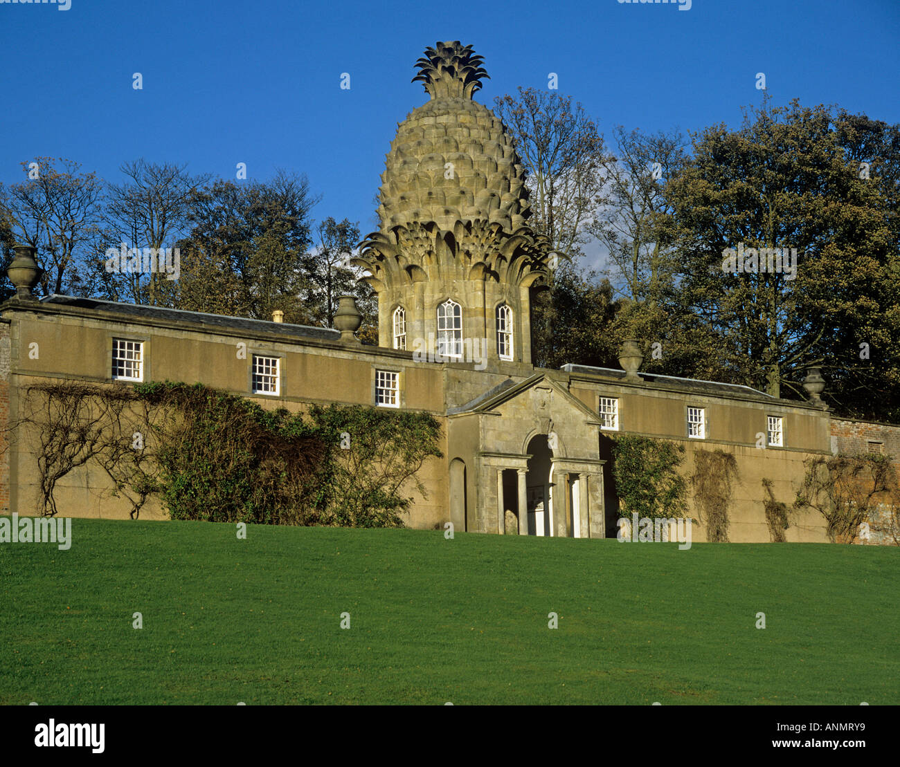 Pineapple Lodge folly with pineapple shaped dome in Dunmore Park south east of Sterling Central Scotland Stock Photo